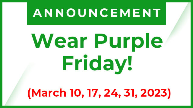 Wear Purple Friday!