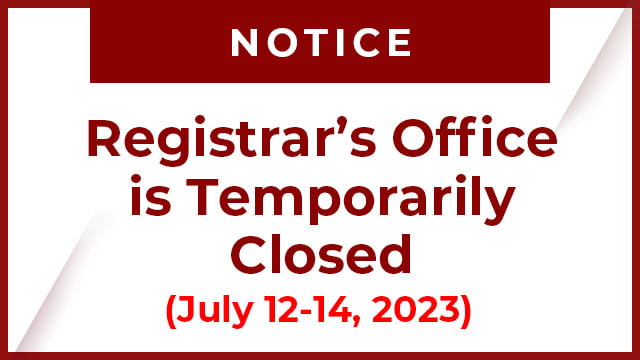 Registrar’s Office is Temporarily Closed