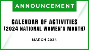 2024 NATIONAL WOMEN’S MONTH CALENDAR OF ACTIVITIES