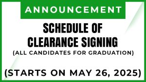 SCHEDULE OF CLEARANCE SIGNING