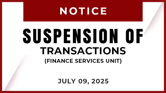 SUSPENSION OF TRANSACTIONS (Finance Services Unit)
