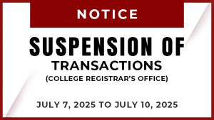 SUSPENSION OF TRANSACTIONS (College Registrar’s Office)