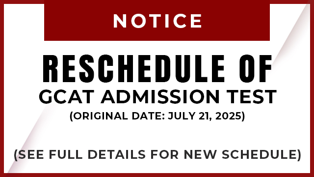 Reschedule of GC Admission Test (July 21, 2025)