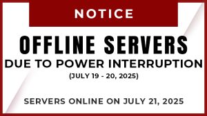 Offline Servers (July 19 to 20, 2025)
