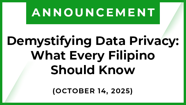 𝗗𝗲𝗺𝘆𝘀𝘁𝗶𝗳𝘆𝗶𝗻𝗴 𝗗𝗮𝘁𝗮 𝗣𝗿𝗶𝘃𝗮𝗰𝘆: 𝗪𝗵𝗮𝘁 𝗘𝘃𝗲𝗿𝘆 𝗙𝗶𝗹𝗶𝗽𝗶𝗻𝗼 𝗦𝗵𝗼𝘂𝗹𝗱 𝗞𝗻𝗼𝘄 (Seminar)