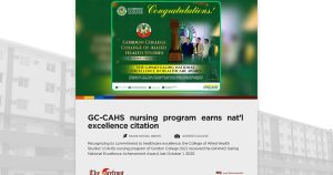 GC-CAHS nursing program earns nat’l excellence citation