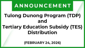Tulong Dunong Program (TDP) and Tertiary Education Subsidy (TES) Distribution