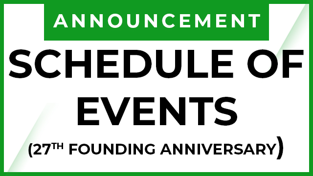 GC 27th Founding Anniversary Schedule