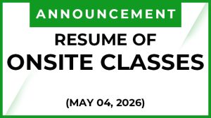 Onsite Classes Will Resume on May 4
