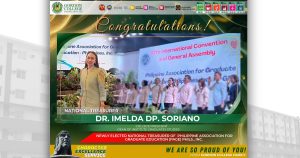Dr. Imelda DP. Soriano – New National Treasurer of the Philippine Association for Graduate Education (PAGE) Phils., Inc.