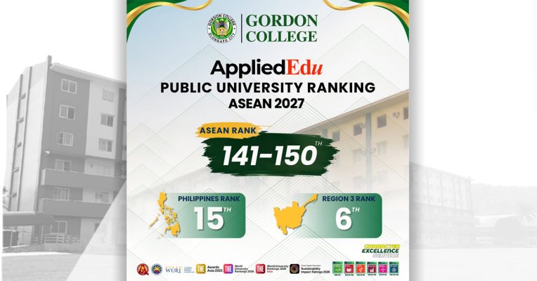 GORDON COLLEGE EARNS RECOGNITION IN THE APPLIED EDU PUBLIC UNIVERSITY RANKING ASEAN 2027